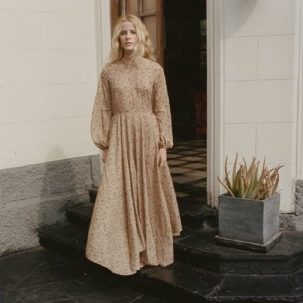 Doen Oleander Maxi Dress Jaipur Mustard Floral